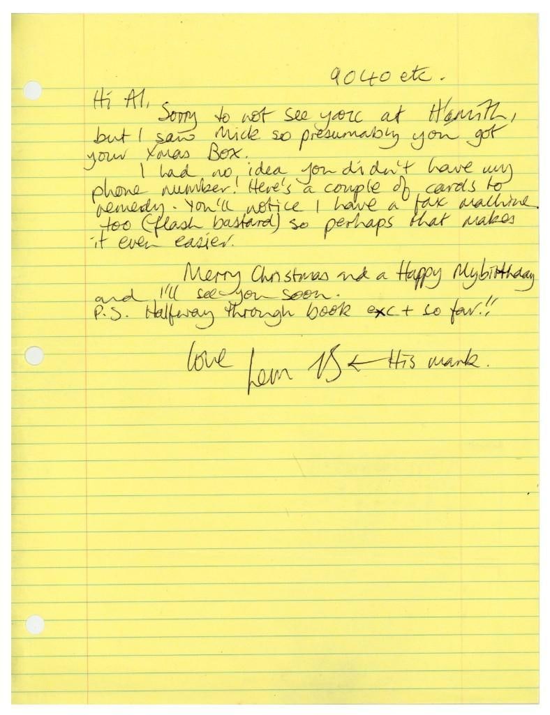 Motorhead: Lemmy Kilmister Signed Handwritten 11" x 8.5" Letter (Tracks COA) (1 of 1)