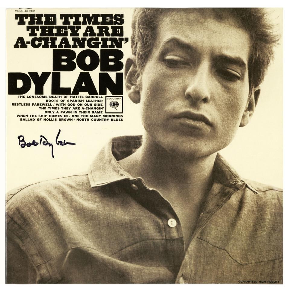 Bob Dylan Signed "The Times They Are a Changin'" Album (Tracks COA) (1 of 1)