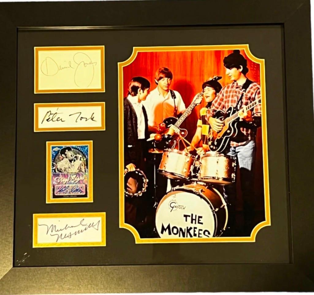 The Monkees Complete Group Set of Signatures 19" x 21" in Framed Display (4 Sigs) (JSA/BAS) (1 of 2)