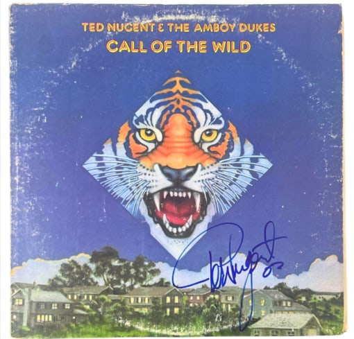 The Amboy Dukes: Ted Nugent Signed "Call of the Wild" Album (Beckett/BAS Authentication): "Call of the Wild" album signed on the cover in blue felt tip marker by The Amboy Dukes front man and guitarist Ted Nugent. Measuring approximately 12" x 12" and in very good condition, with some