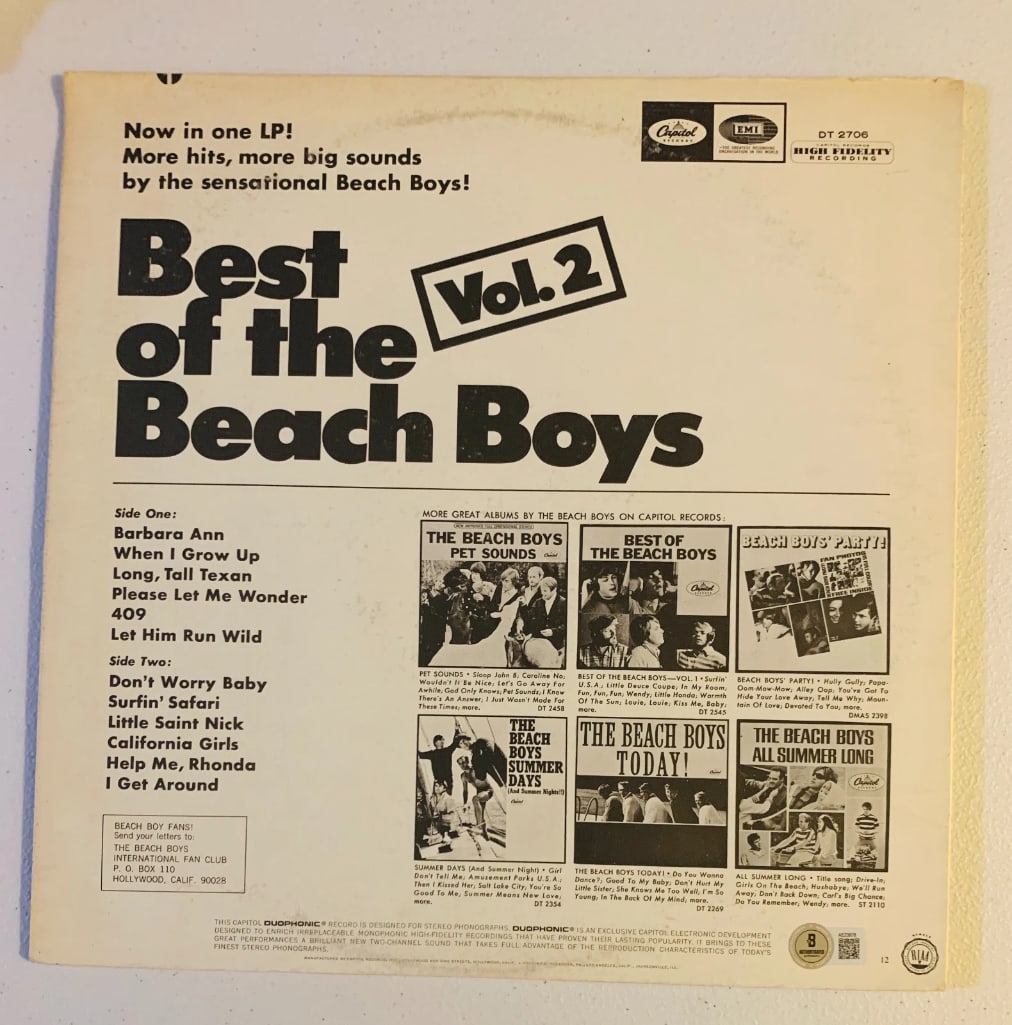 Beach Boys Group Signed "Best of 2" LP Album (3 Sigs) (Beckett/BAS Authentication) - 2