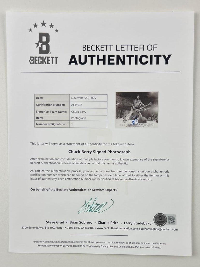 Chuck Berry Signed "Let the Good Times Roll" 8" x 10" Film Still Photo (Beckett) - 2