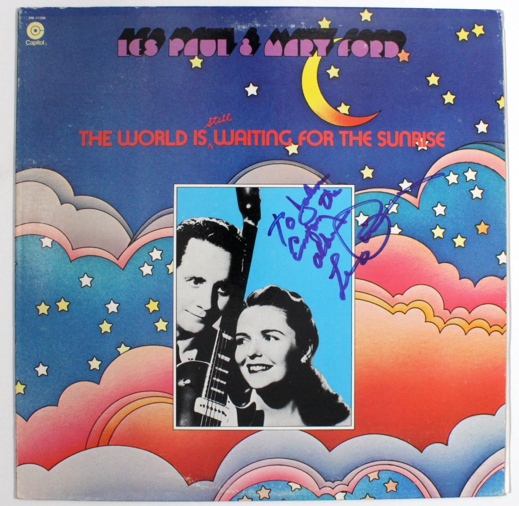 Les Paul Signed “The World is Still Waiting for the Sunrise” Album (Beckett/BAS Authenti: “The World is Still Waiting” for the Sunrise” album signed on the cover in blue felt tip marker by singer Les Paul, who also includes the greeting “To John enjoy the album.R