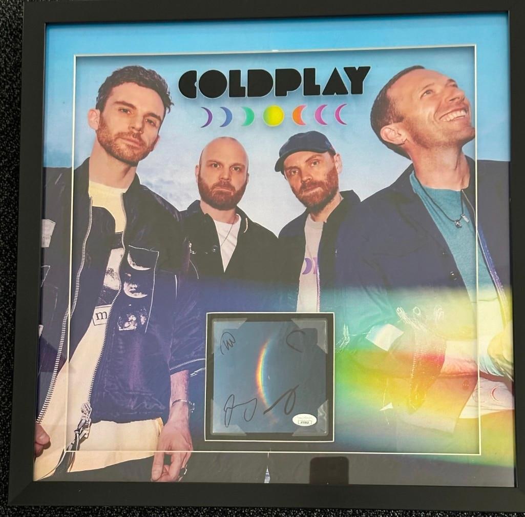 Coldplay Group Signed "Moon Music" CD Inside 22" x 22" Framed Display (4 Sigs) (JSA Authentication) (1 of 1)
