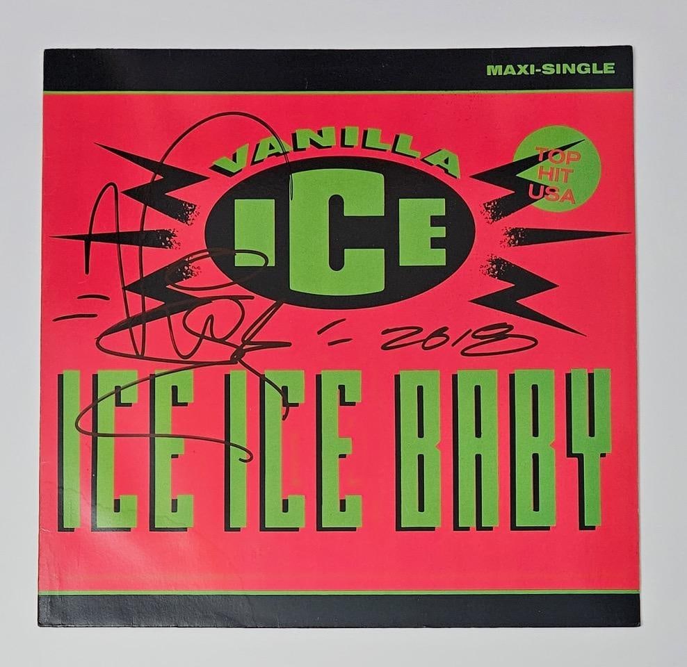 Vanilla Ice Signed "Ice Ice Baby" Album (Third Party Guaranteed): "Ice Ice Baby" album signed on the cover in black felt tip marker by musician Vanilla Ice, who also inscribed the year "2018" after his signature. Measuring approximately 12" x 12" and in fine