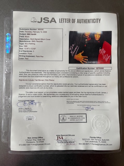 Milli Vanilli Group Signed "All or Nothing (The First Album)" LP Album (2 Sigs) (JSA Auth.) - 5