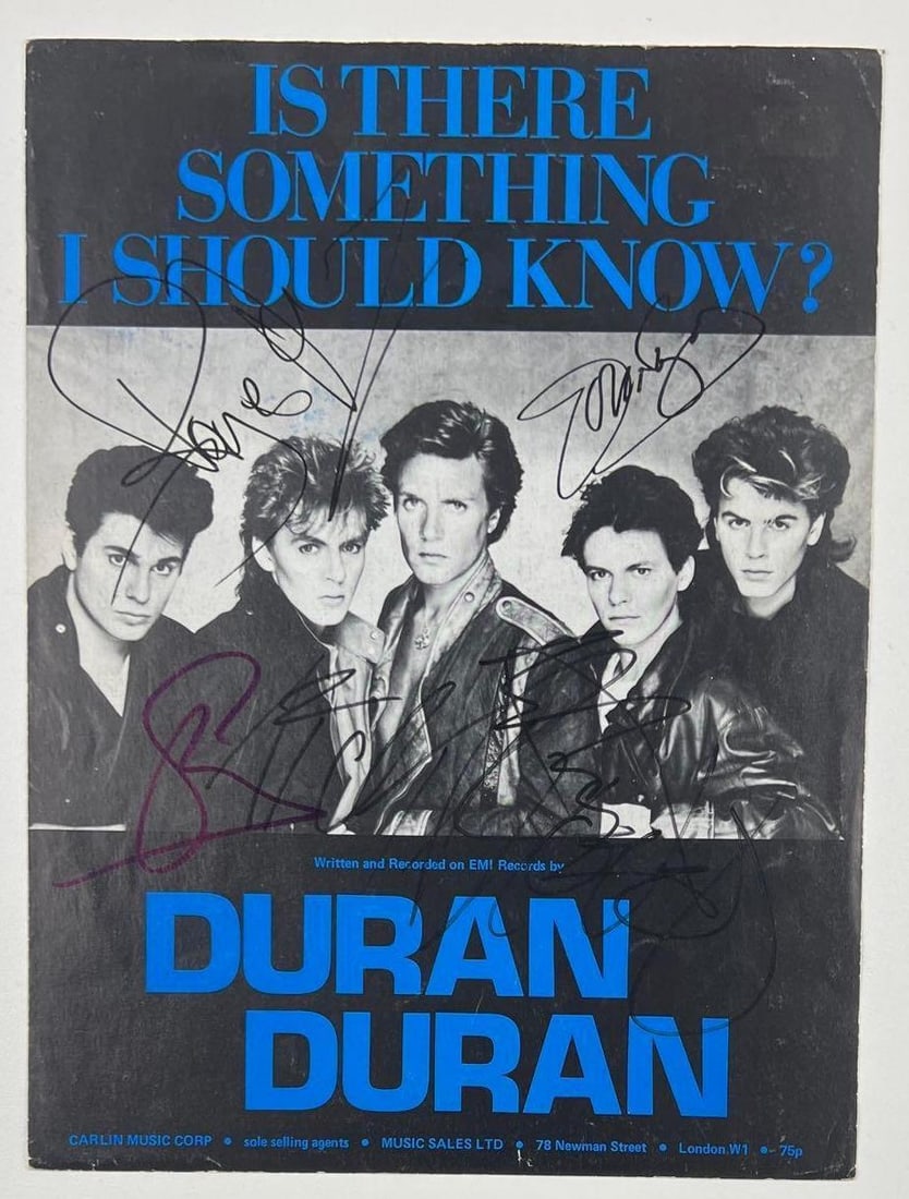 Duran Duran Vintage Fully Signed "Is There Something I Should Know" Sheet Music (5 Sigs) (Beckett) (1 of 2)