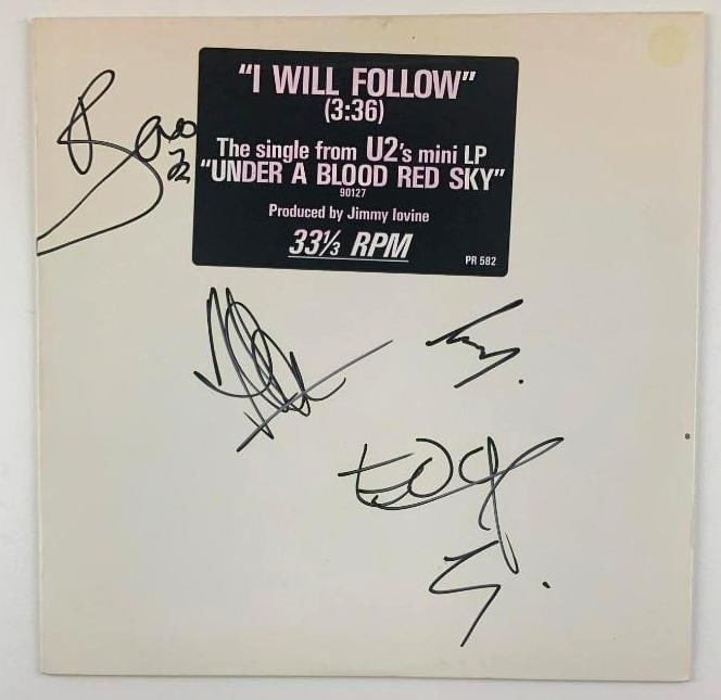 U2 Fully Group Signed "I Will Follow" 12" Record (5 Sigs) (Beckett Authentication) (1 of 4)