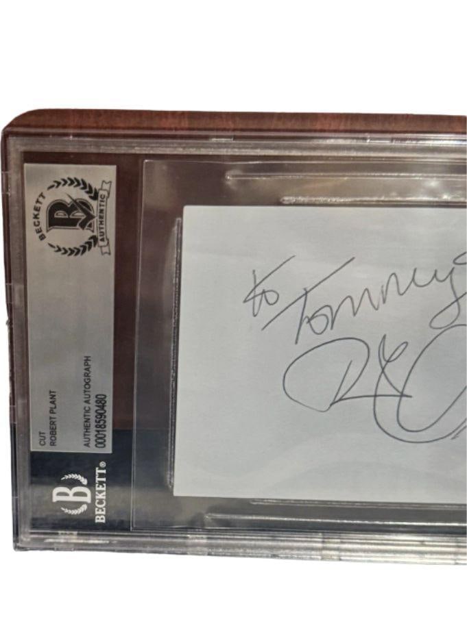 Led Zeppelin: Robert Plant Signed Slabbed 3" x 4.5" Cut & Boarding Pass (Beckett/BAS) - 3