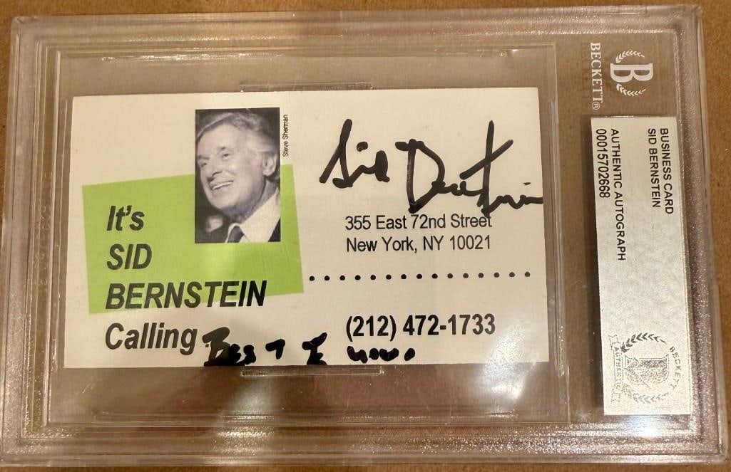 The Beatles: Sid Bernstein Signed Slabbed 3.5" x 2" Business Card (Beckett/BAS) (1 of 1)