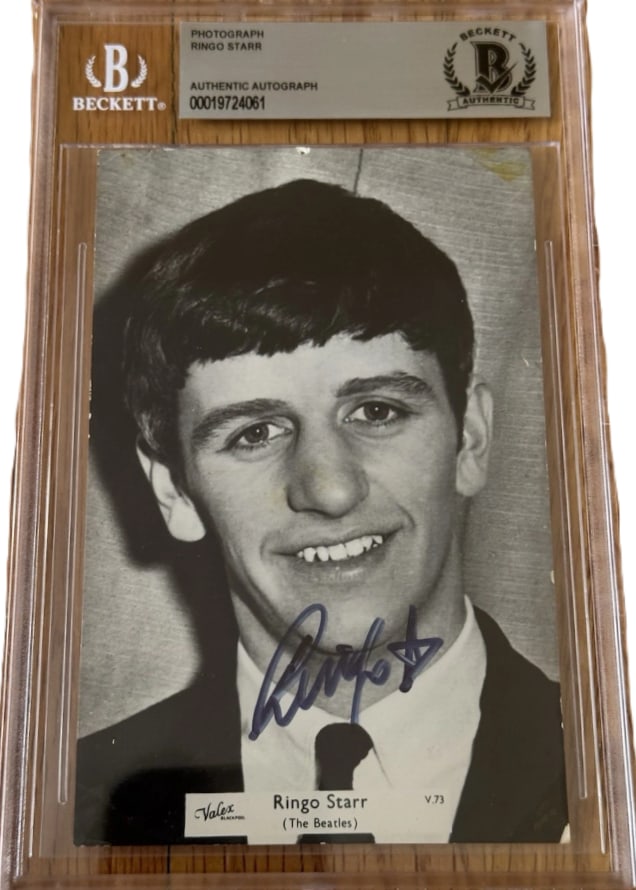 The Beatles: Ringo Starr Signed Slabbed 6" x 4" Valex Photo Post Card (Beckett/BAS Authentication) (1 of 2)