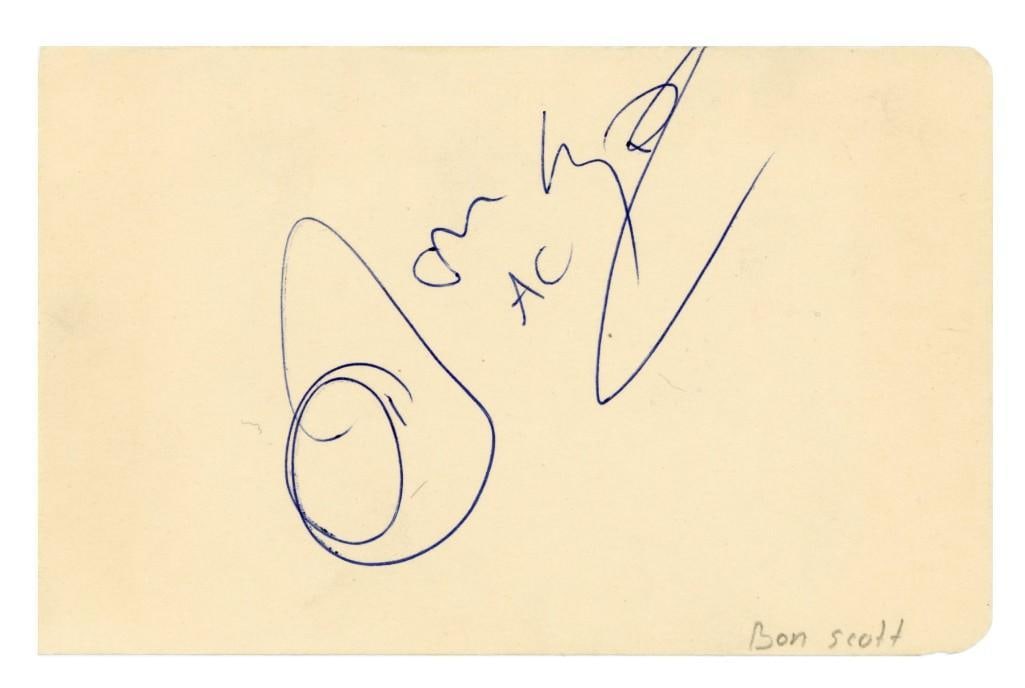 AC/DC: Bon Scott Signed 3.5" x 5.5" Autograph Page (Tracks COA) (1 of 1)