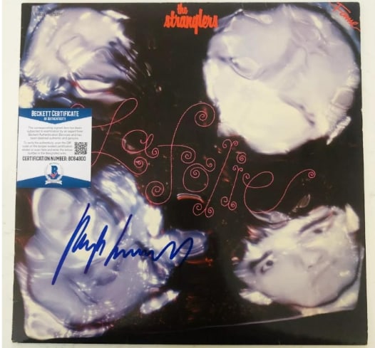 The Stranglers: Hugh Cornwell Signed "La Folie" Album (Beckett/BAS Authentication): “La Folie” album signed on the cover in blue felt tip marker by The Stranglers band member Hugh Cornwell. Measuring approximately 12" x 12" and in very good condition, with some scattered