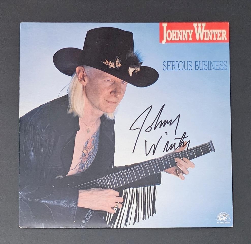 Johnny Winter Signed "Serious Business" Album (Third Party Guaranteed) (1 of 1)