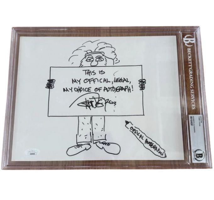 Cheech & Chong: Tommy Chong Signed Slabbed 8.5" x 11" Hand-Drawn Sketch (Beckett/BAS Authentication) (1 of 2)