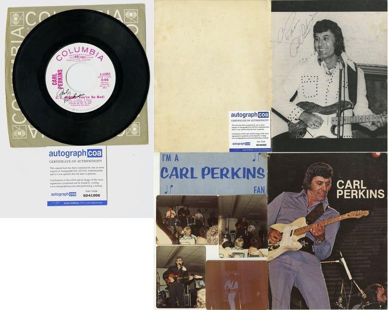 Carl Perkins Signed Tour Program & Extras & "C.C. Rider" 45 Album (ACOA) (1 of 1)