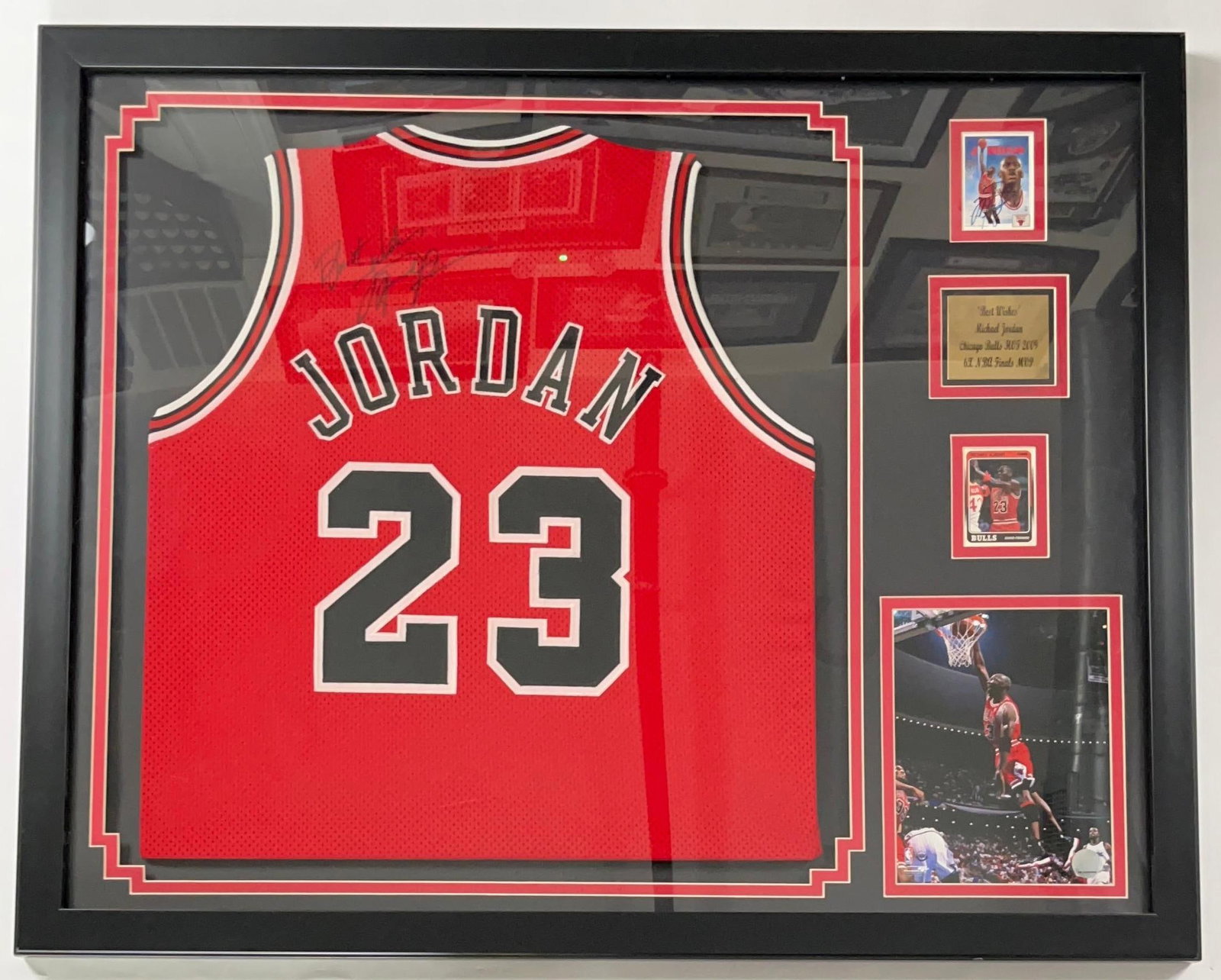 Michael Jordan Signed Framed Chicago Bulls Jersey & Sports Cards (JSA) (1 of 4)