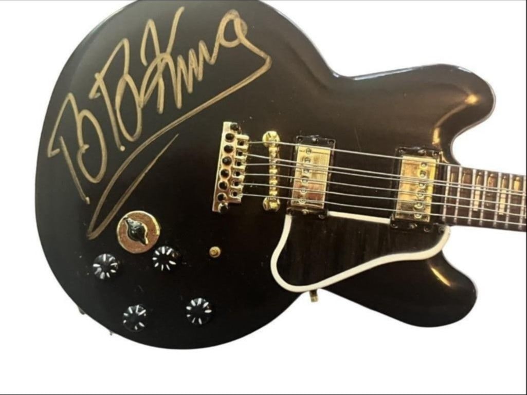 B.B. King Signed Mini 7" Lucille Guitar (TPG) (1 of 3)