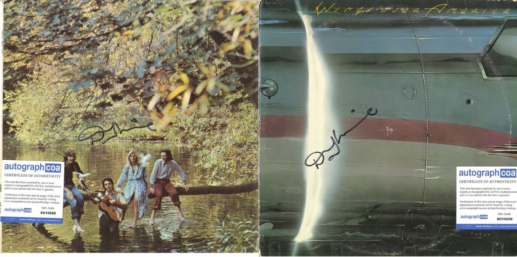 Wings: Denny Laine Signed "Wild Life" & "Wings Over America" Albums (ACOA) (1 of 1)