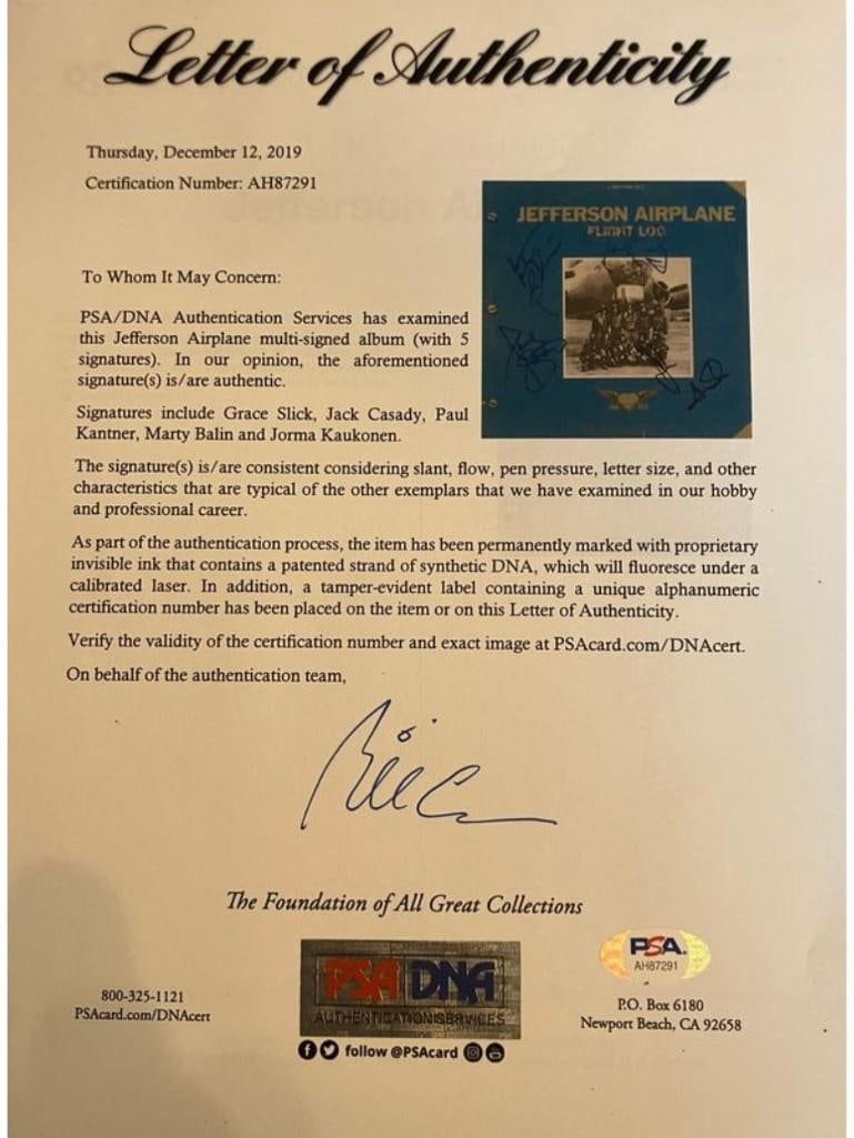 Jefferson Airplane Fully Group Signed "Flight Log" Album (5 Sigs) (PSA/DNA Authentication) - 2