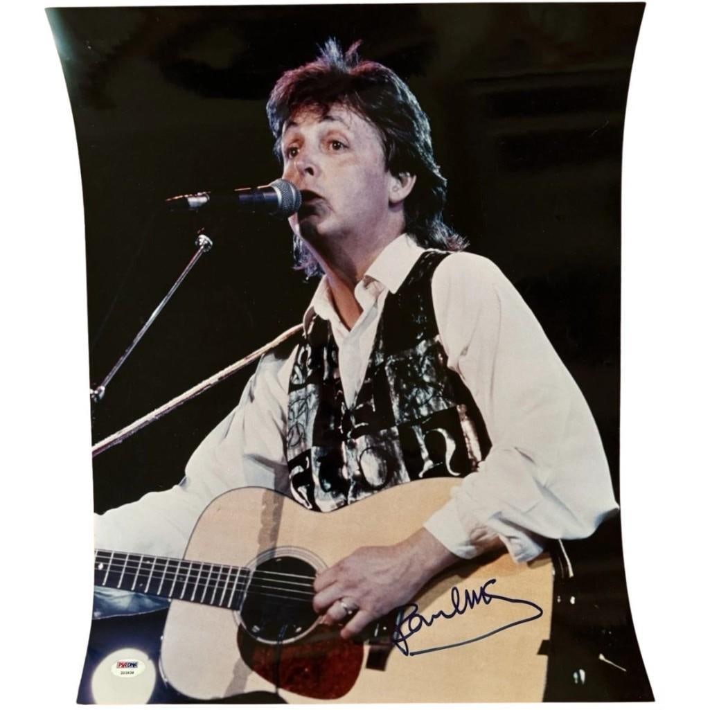 The Beatles: Paul McCartney Signed Oversized 20" x 16" Photo (PSA DNA & Beckett Authentication): Oversized color 20" x 16" photo signed in blue felt tip marker by The Beatles band member Paul McCartney. In fine condition. Accompanied by a full Letter of Authenticity from PSA DNA (#Z03938) and