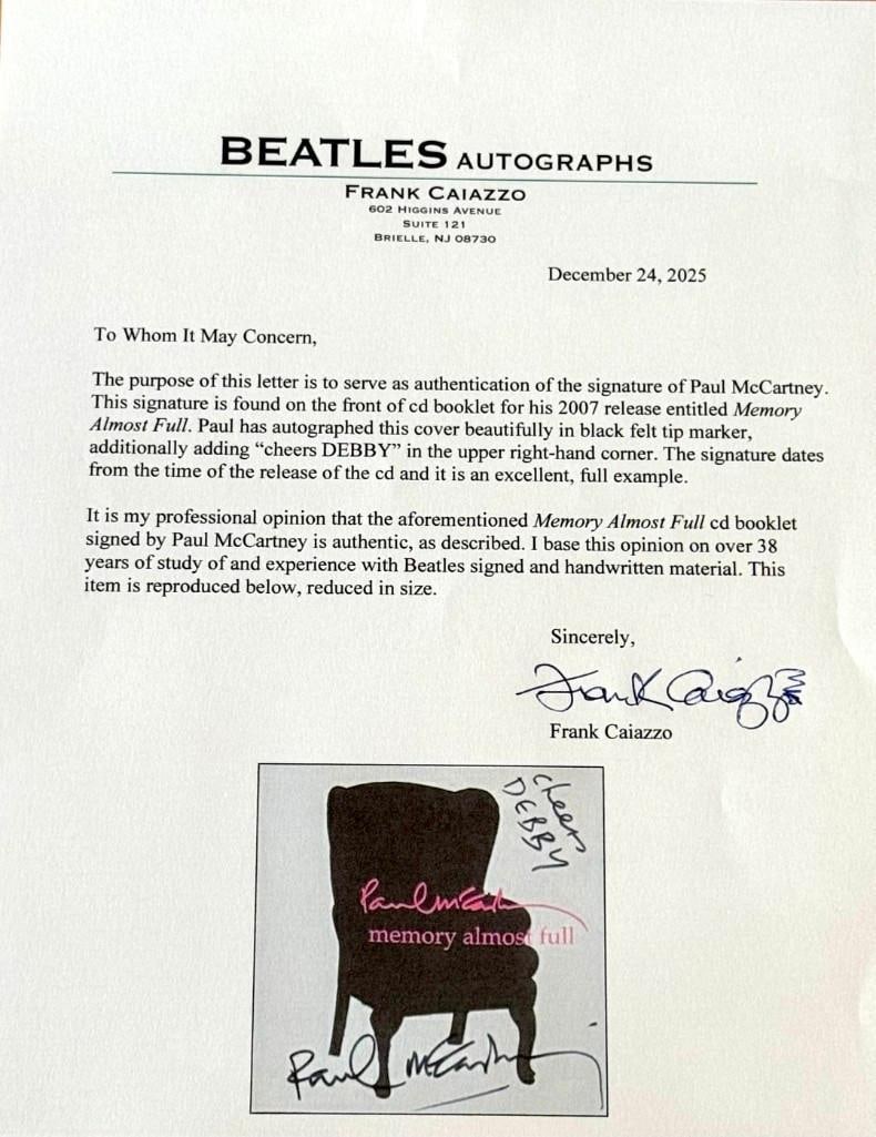 Beatles: Paul McCartney Signed “Memory Almost Full” CD Booklet Framed (Caiazzo LOA) - 3