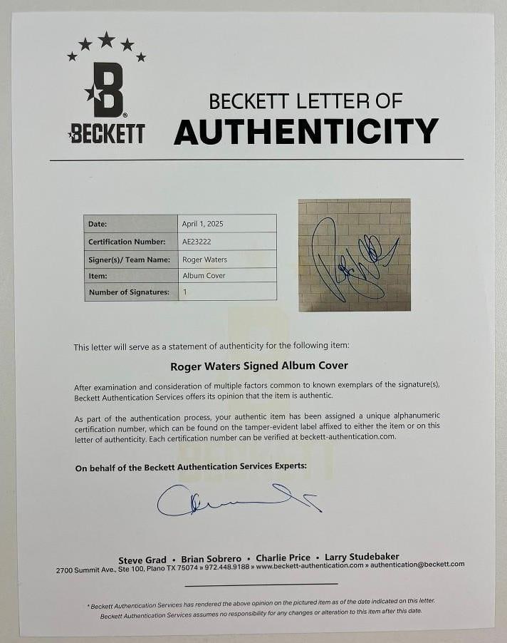 Pink Floyd: Roger Waters Signed "The Wall" Album (Beckett Authentication) - 4
