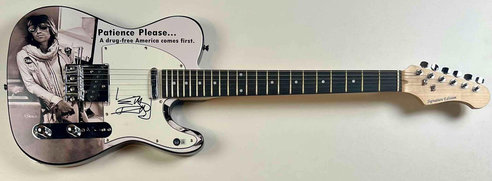 Rolling Stones: Keith Richards In-Person Signed "Patience Please" Custom Themed Guitar (Beckett/BAS) - 2
