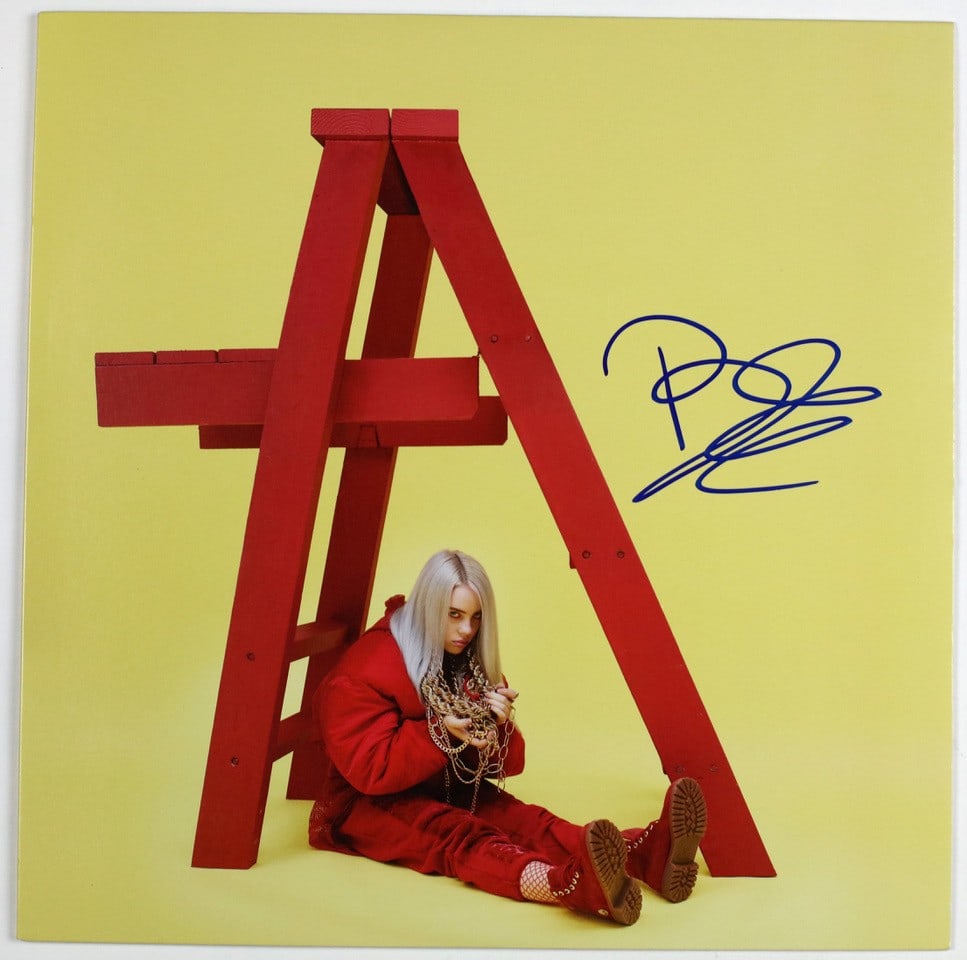 Billie Eilish Signed "Don't Smile at Me" LP Album (ACOA Authentication): "Don't Smile at Me" LP album signed on the cover in blue felt tip marker by musician Billie Eilish. Measuring approximately 12" x 12" and in fine condition. Accompanied by an ACOA COA (#SA93664).