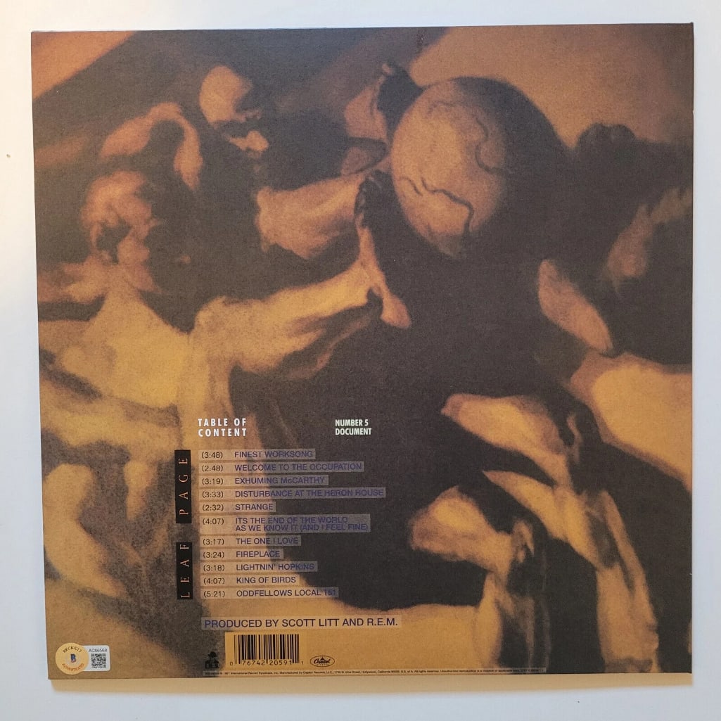 R.E.M: Michael Stipe Signed "Document" Album (Beckett/BAS Authentication) - 2