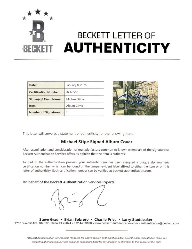R.E.M: Michael Stipe Signed "Document" Album (Beckett/BAS Authentication) - 3