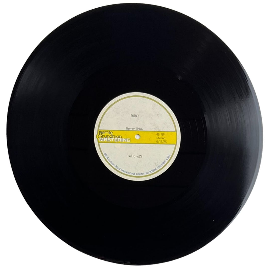 Prince Original "Hello" Revised 1985 Acetate Disc - 2