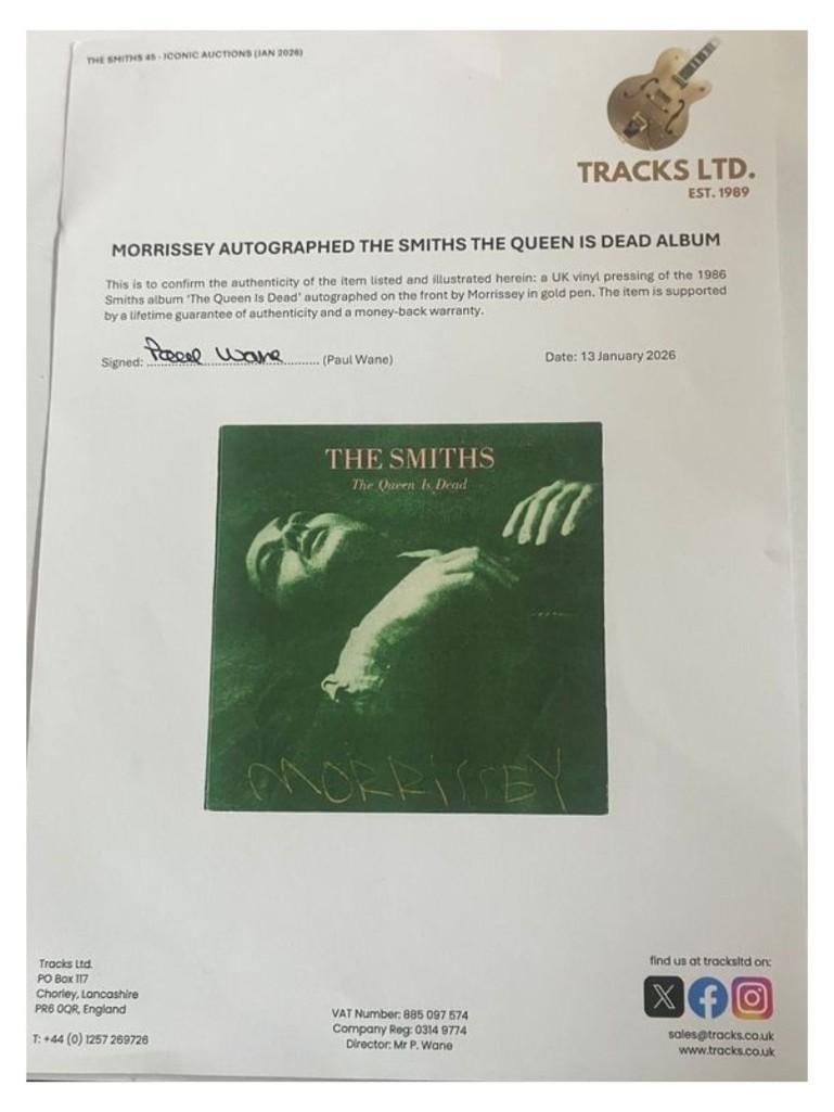 The Smiths: Morrissey Signed "The Queen is Dead" Album (Tracks COA) - 2
