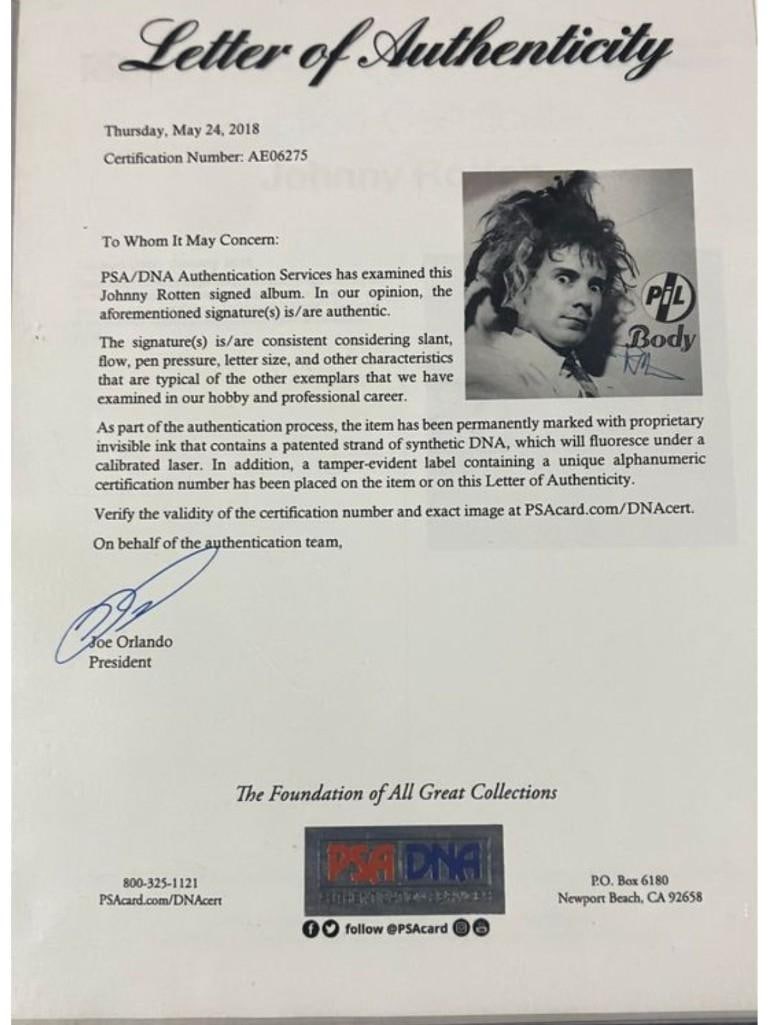 Sex Pistols: Johnny Rotten Signed "Body" Album Single (PSA/DNA Authentication) - 2