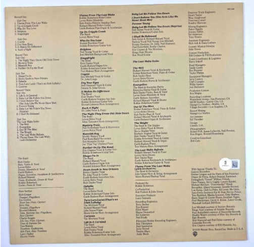 The Band: Robbie Robertson Signed "The Last Waltz" Album Booklet (Beckett) - 2