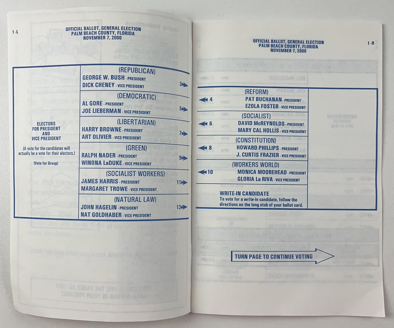 Clinton vs. Gore 2000 Election Presidential Ballot - 2