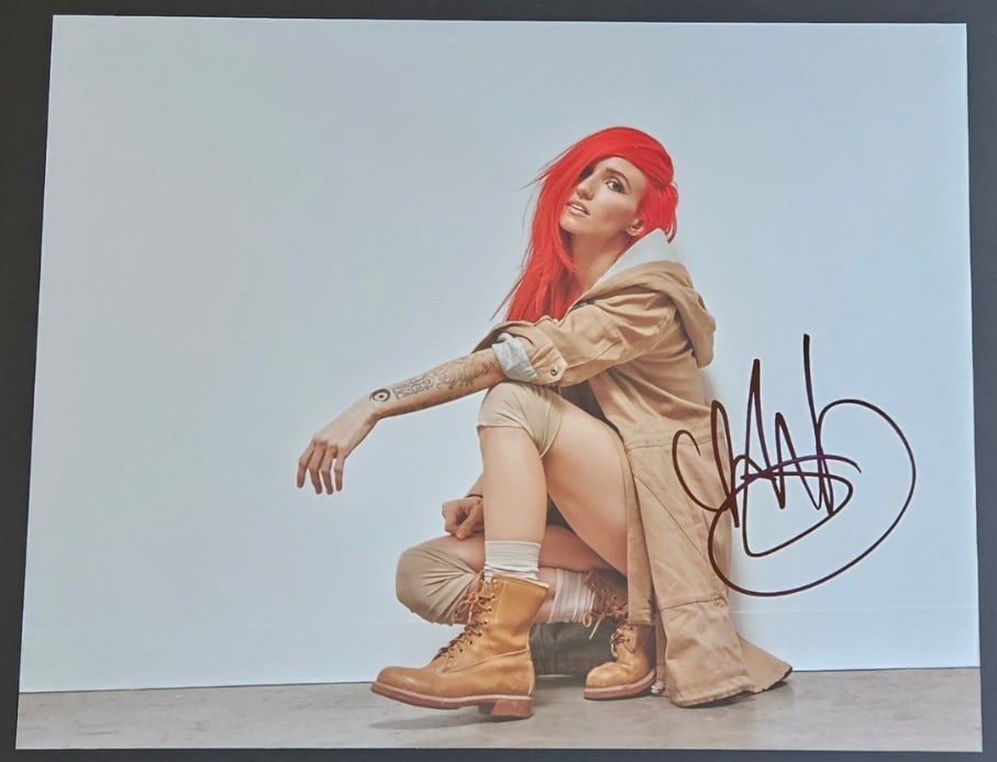 Lights Signed 11" x 14" Photo (Third Party Guaranteed): Color 11" x 14" photo signed in brown felt tip marker by musician Lights. In fine condition. Provenance Eaton & Brennan Auctions guarantees this lot to pass Third-Party Authentication. Please review o