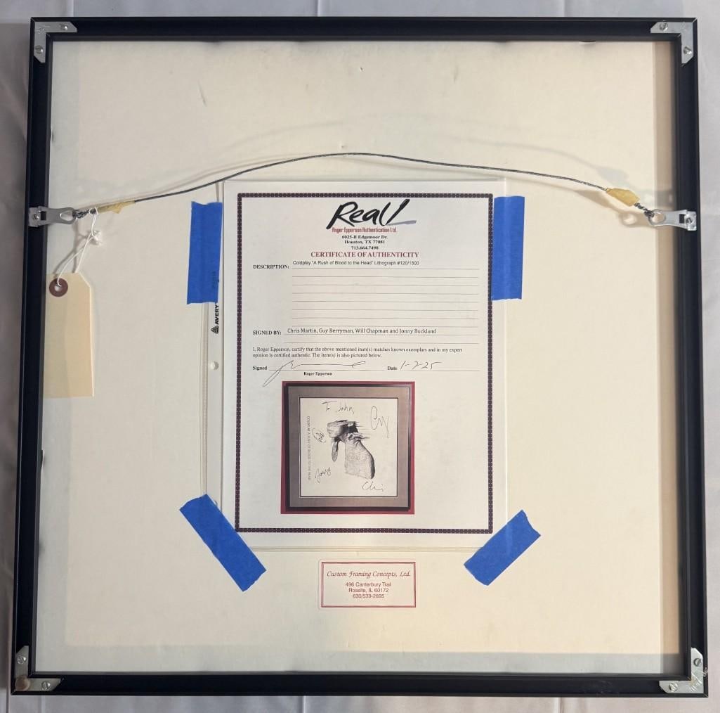 Coldplay Fully Signed 20" x 20" "Rush of Blood to the Head" Framed Lithograph (4 Sigs) (Epperson) - 8