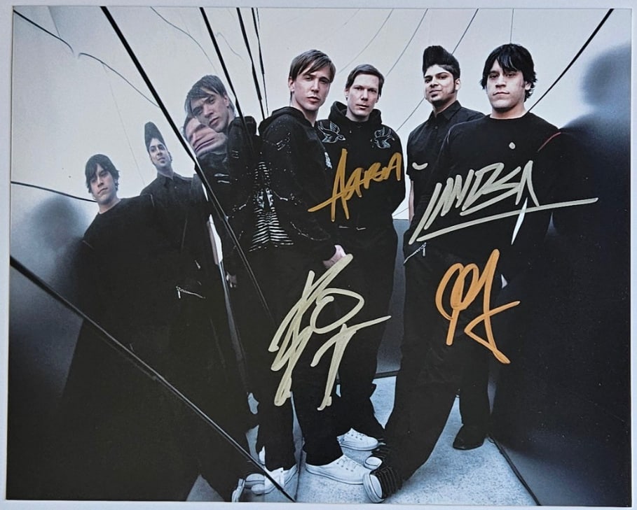 Billy Talent Fully Group Signed 8" x 10" Photo (4 Sigs) (Third Party Guaranteed): Color 8" x 10" photo signed in gold and silver felt tip markers by Billy Talent band members Ben Kowalewicz, Ian D'Sa, Jonathan Gallant, and Aaron Solowoniuk. In fine condition. Provenance Eaton & Bre
