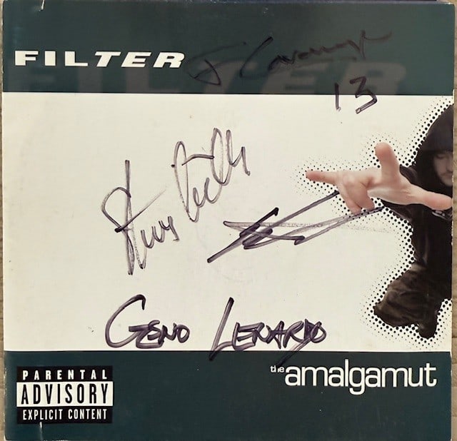 Filter Fully Signed "Amalgamut" CD (4 Sigs) (Third Party Guaranteed): "Amalgamut" CD signed on the cover in black felt tip marker by Filter band members Richard Patrick ,Geno Lenardo, Steve Gills, and Frank Cavannaugh. Measuring approximately 5" x 5" and in fine conditi