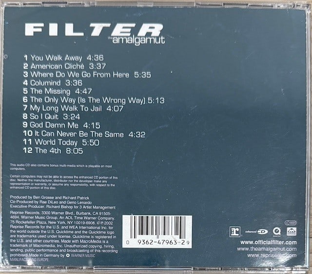 Filter Fully Signed "Amalgamut" CD (4 Sigs) (Third Party Guaranteed) - 4