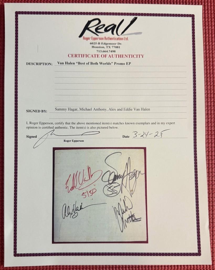 Van Halen Group Signed "Best of Both Worlds" Promo Radio EP Album Jacket (4 Sigs) (Epperson COA) - 7