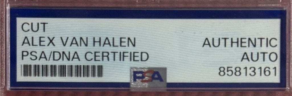 Van Halen: Alex Van Halen Signed 3" x 5" Cut (PSA/DNA Encapsulated) - 2