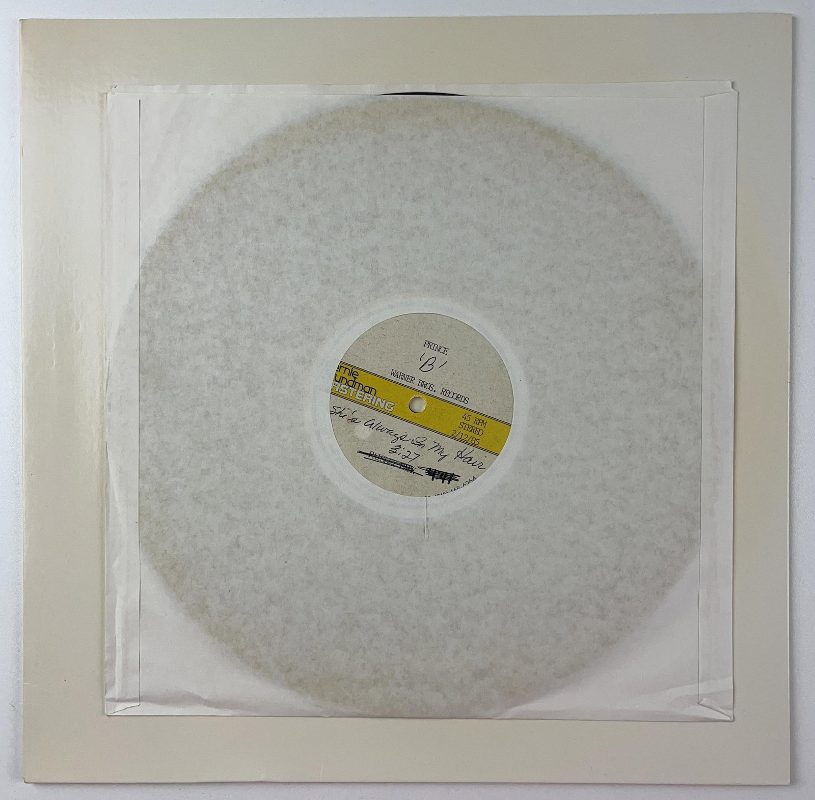 Prince "Paisley Park" & "She's Always in My Hair" Original 1985 Acetate - 3