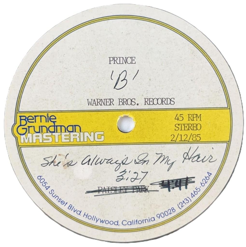 Prince "Paisley Park" & "She's Always in My Hair" Original 1985 Acetate - 5