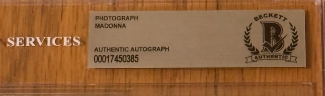 Madonna Vintage 1985 Signed 10" x 8" Sire Records Promo Photo (Beckett Encapsulated) - 2