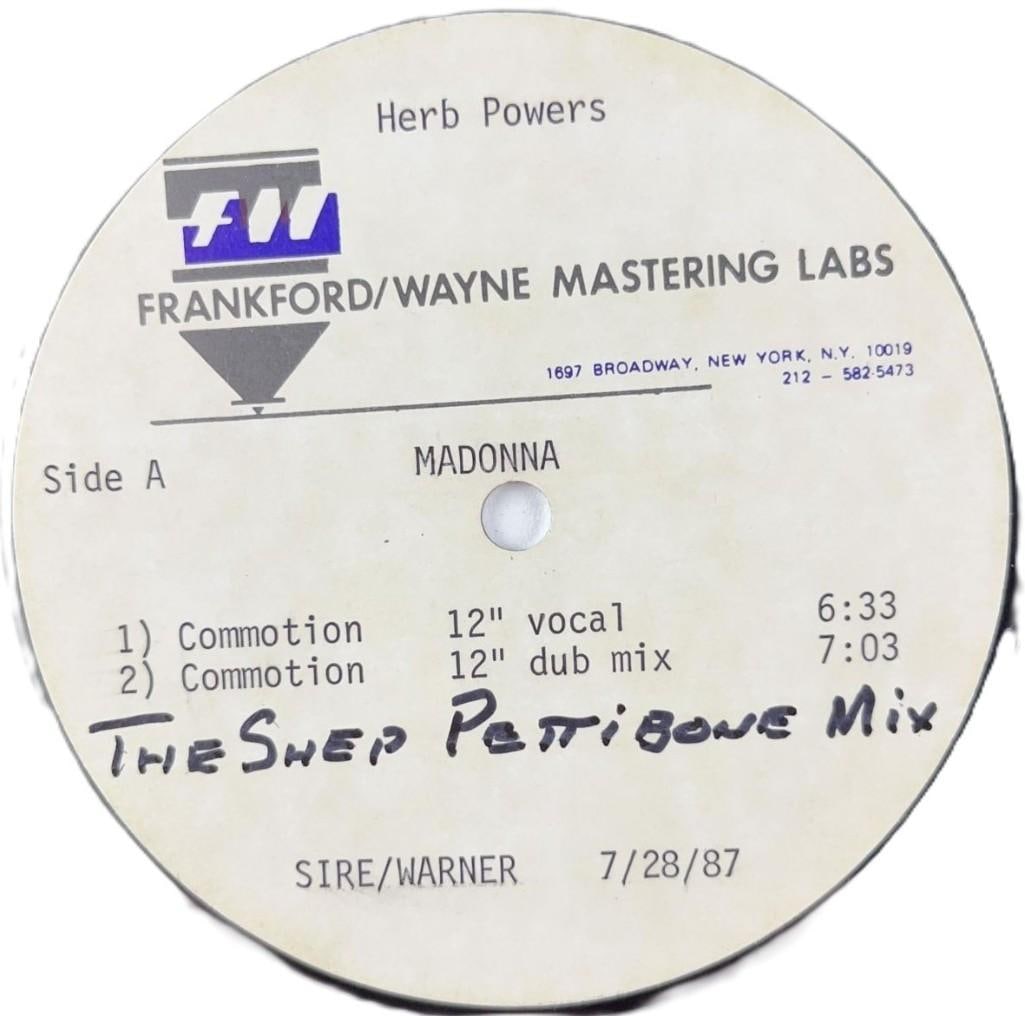 Madonna “Commotion” Original 1987 Shep Pettibone Mix Acetate - 2