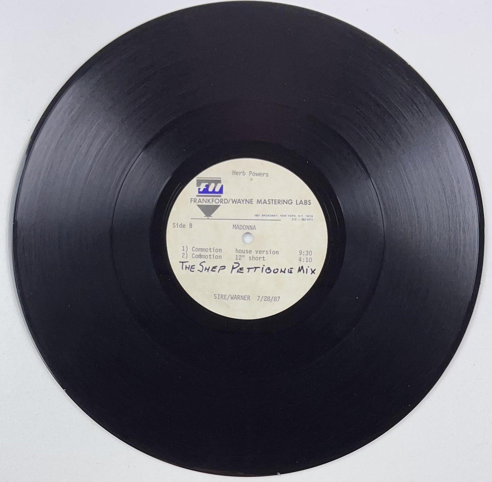 Madonna “Commotion” Original 1987 Shep Pettibone Mix Acetate - 4