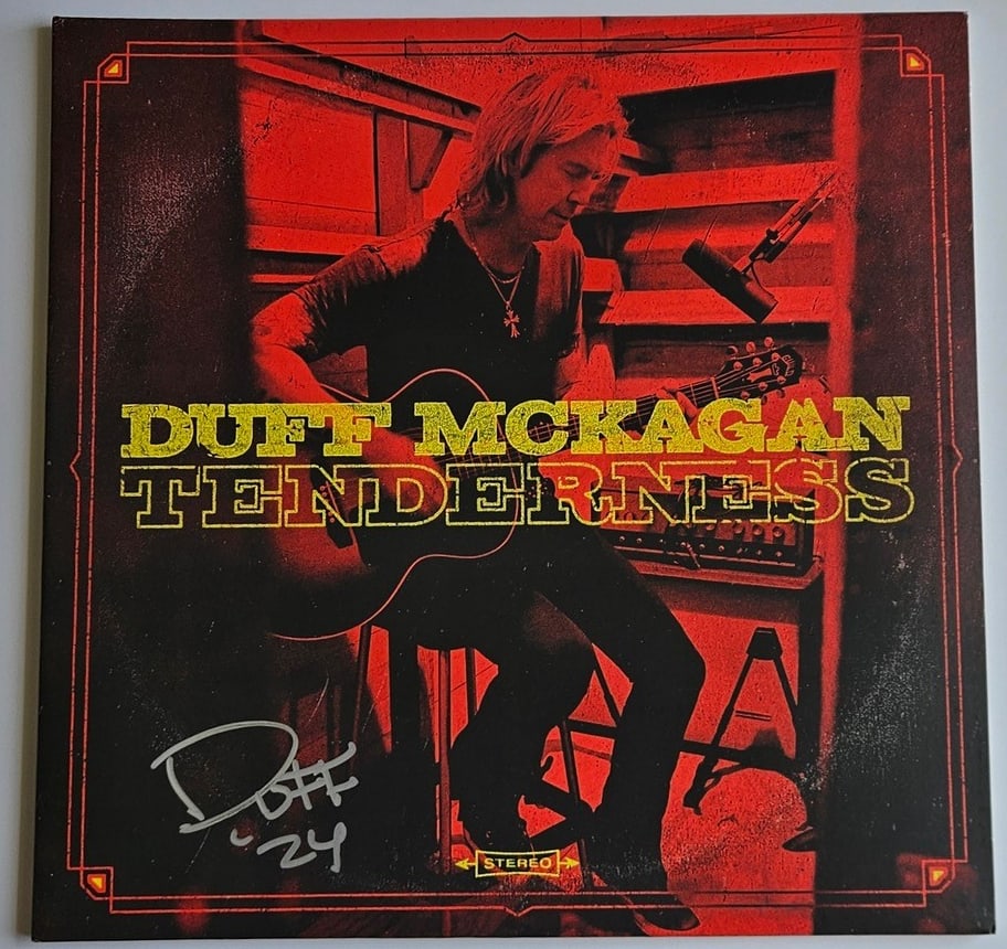 Guns N' Roses: Duff McKagan Signed "Tenderness" Album (Third Party Guaranteed): "Tenderness" album signed on the cover in silver felt tip marker by Guns N' Roses band member Duff McKagan, who also inscribed the date "'24" after his signature. Measuring approximately 12" x 12" and