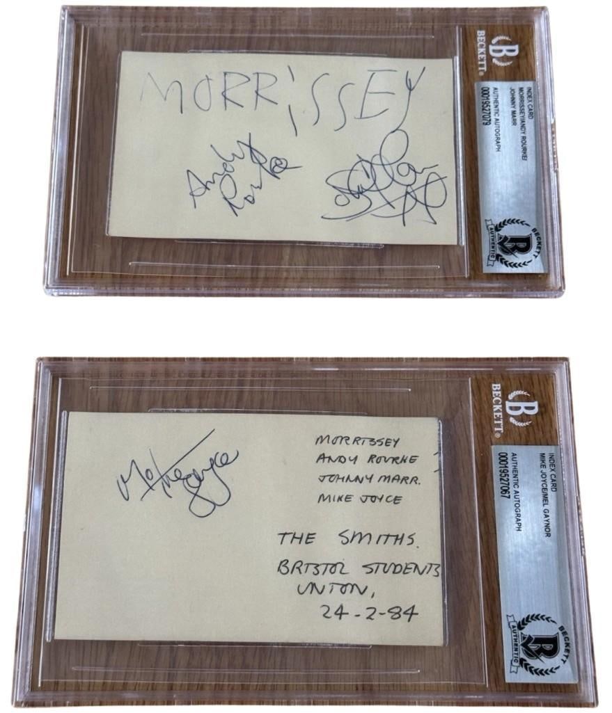 The Smiths Fully Group Signed Set of (2) Signed Album Pages (4 Sigs) (Beckett Encapsulated) (1 of 2)